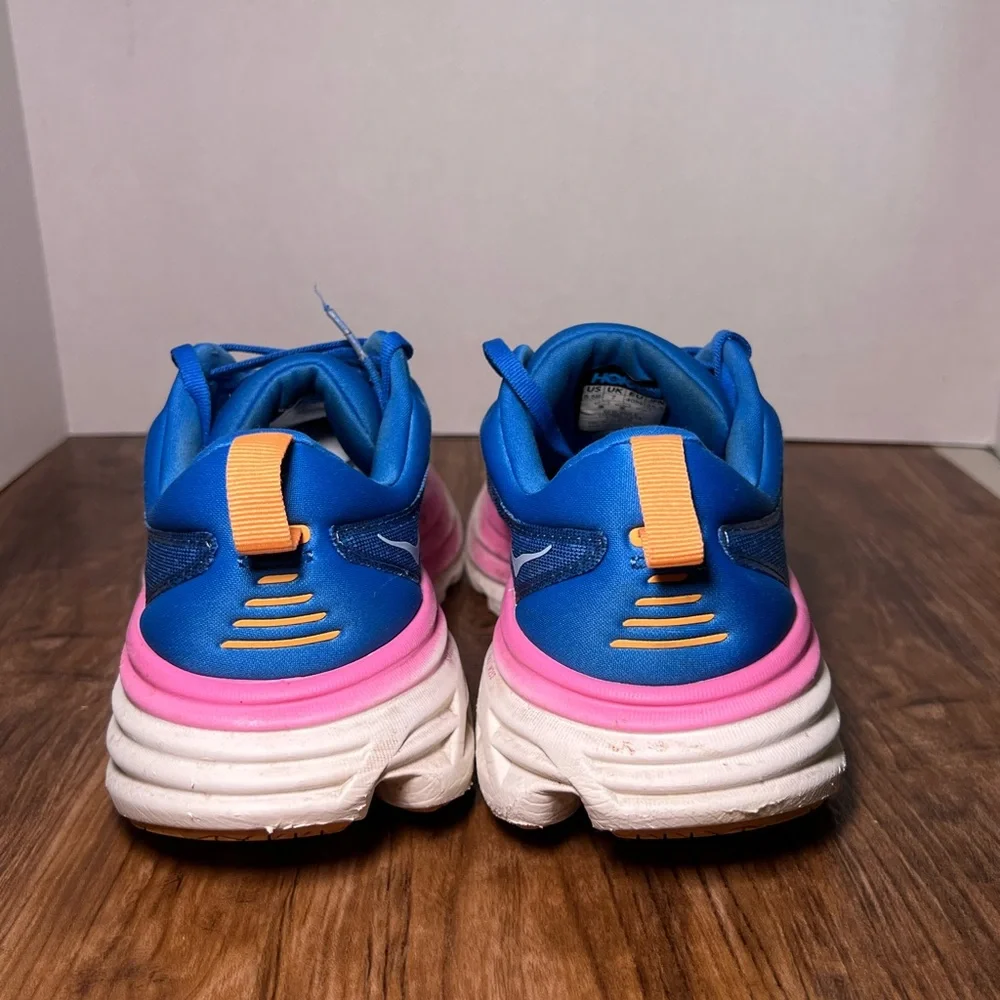 Hoka Womens Bondi 8 Running Coastal Sky All Aboard Sneakers Shoes Blue Pink 8.5B_5